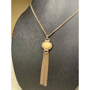Charming Charlie Gold-Tone Long Tassel Pendant Necklace With Crystal Accents